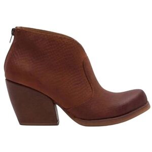 Korks Ease Gemini Ankle‎ Bootie Snake Skin Teak Chunky Block Heel Size 9.5